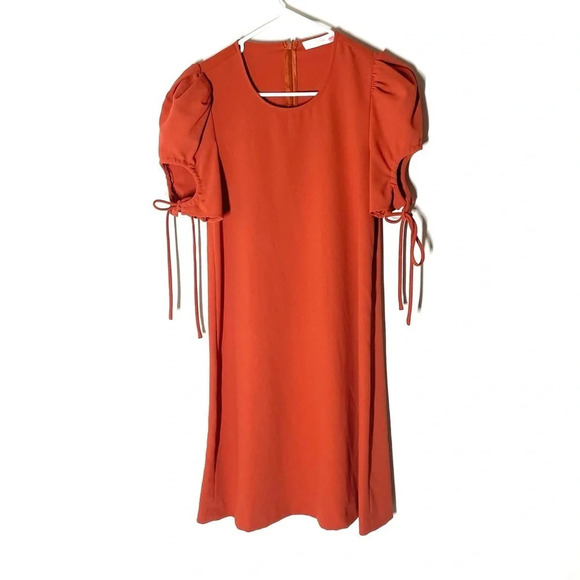 See By Chloé Peppery Red Keyhole Sleeve Dress Size US 4 French 36 - Picture 5 of 14